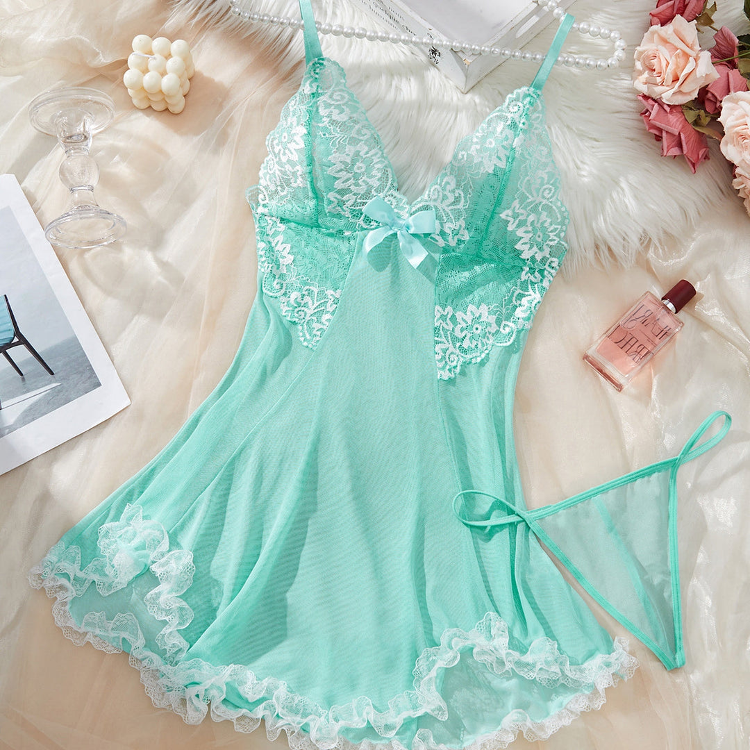 Lace Trim Seduction Nightdress Set