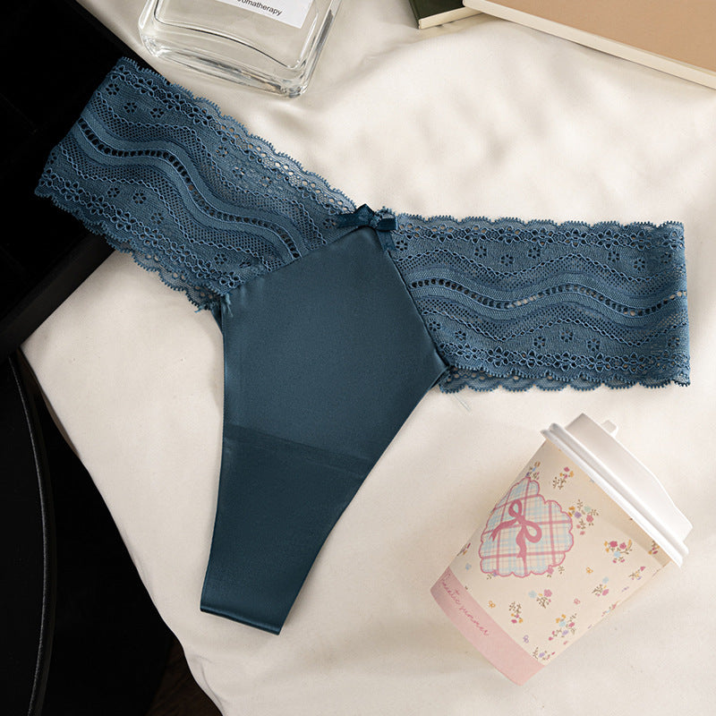 Satin Lace Seamless Thong(Buy 1, get 2 free)
