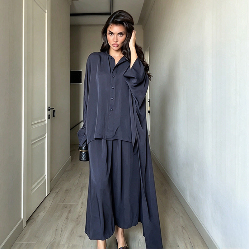 New Two-Piece Set: Asymmetric Shirt and High-Waisted Trousers