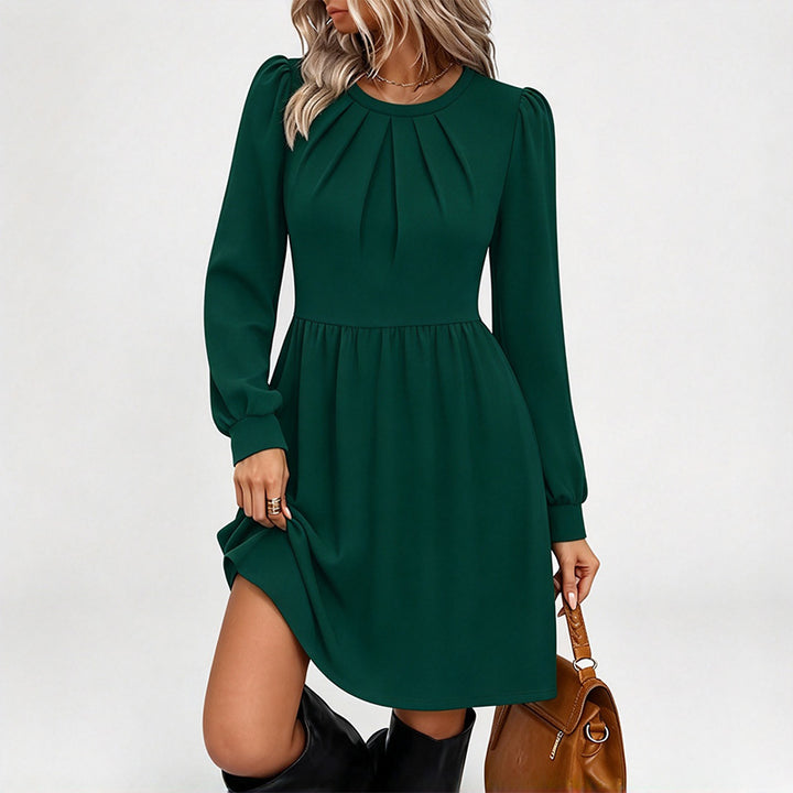 New mid-length, long-sleeved pleated dress
