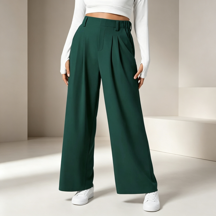 High-waisted, versatile, loose-fitting casual trousers