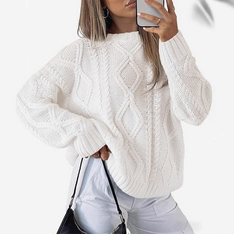New Autumn/Winter Solid-Color Loose-Fit Knit Top