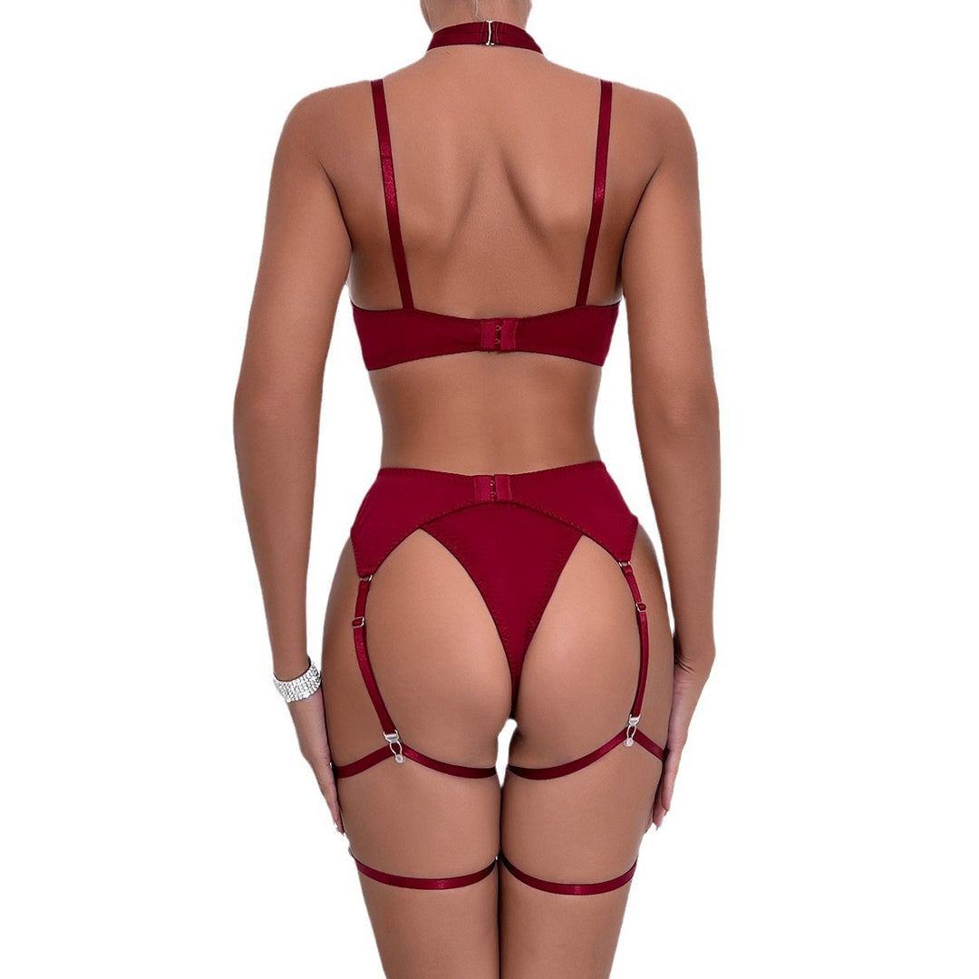 Sexy bowknot open-cup lingerie set