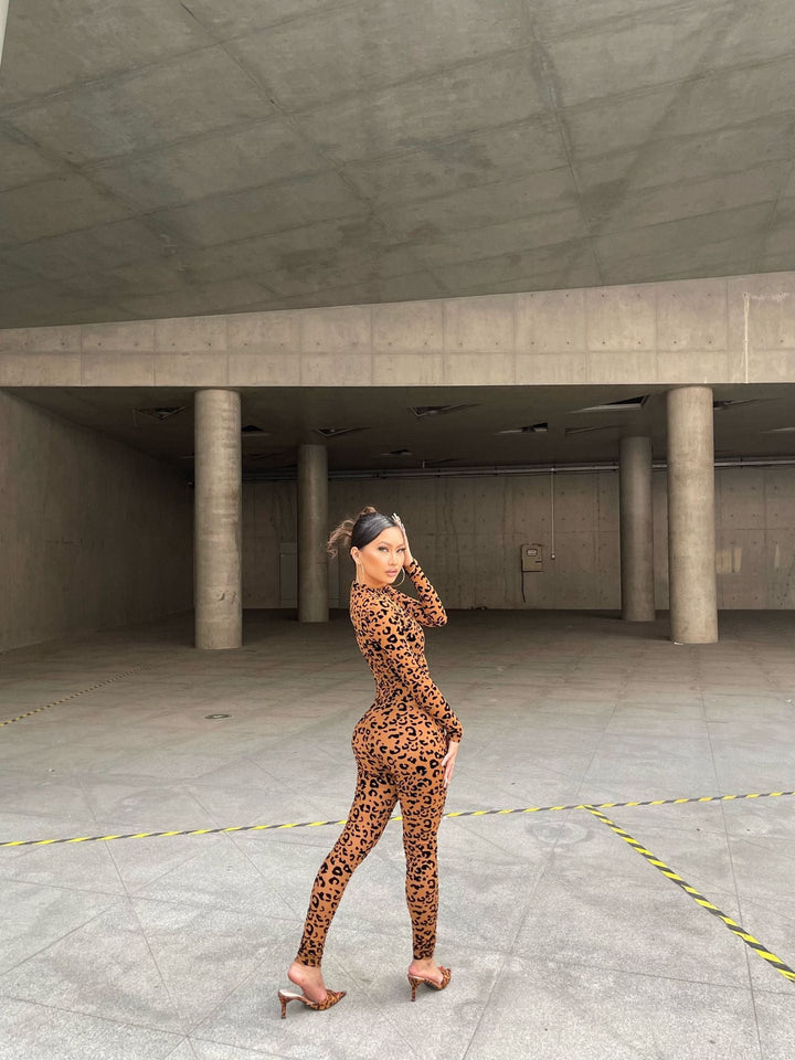 New slim-fit long-sleeved sexy see-through jumpsuit
