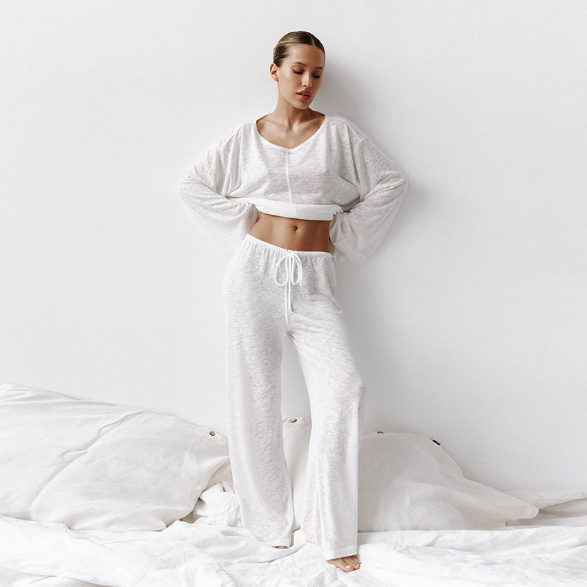 Bequemes, lockeres, zweiteiliges Pyjama-Set für zu Hause