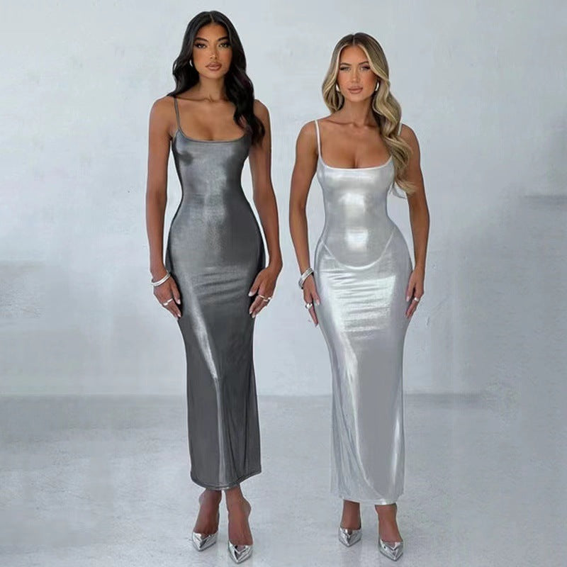 Sexy off-the-shoulder slim-fit suspender dress
