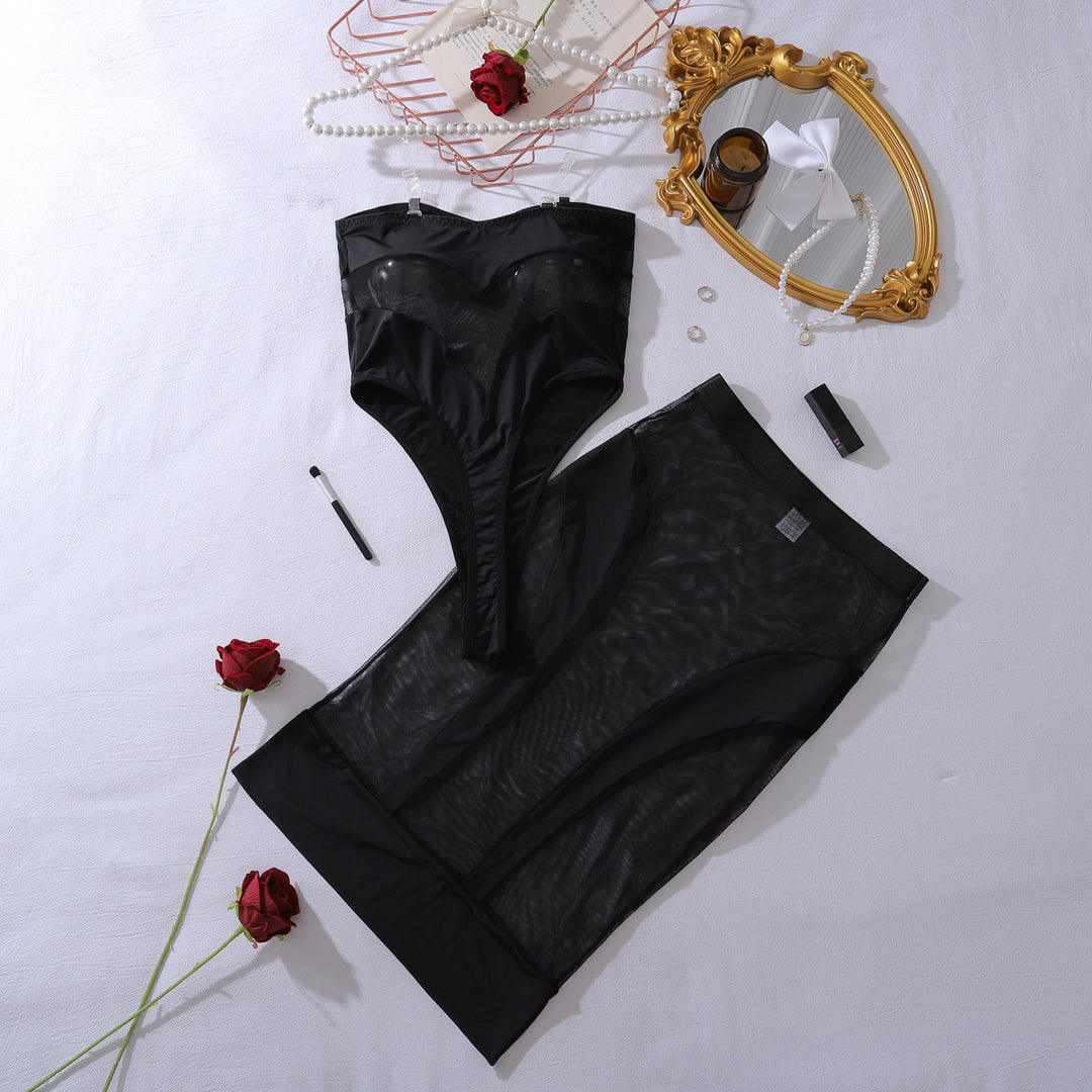 New Fashionable Sheer Mesh Bodysuit Two-Piece Set