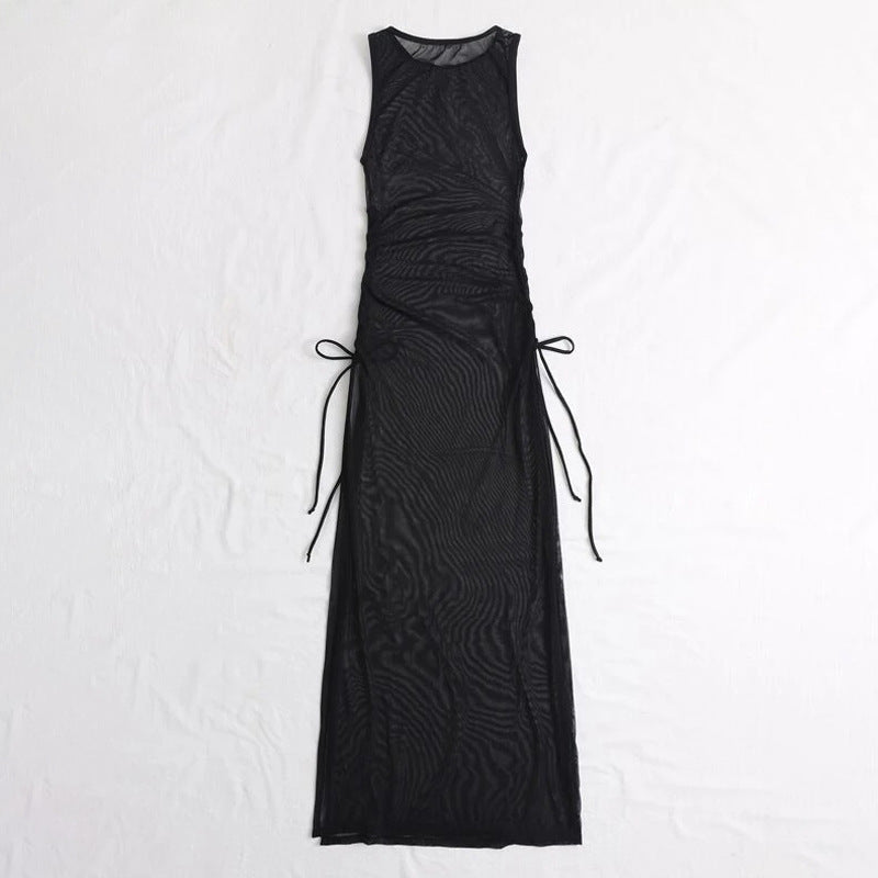 New solid-color bikini cover-up beach dress