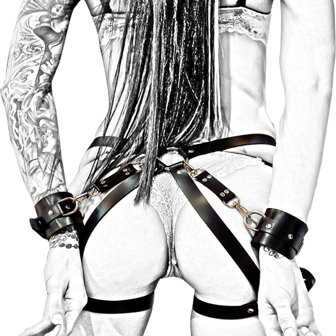 Unique leather bondage handcuffs