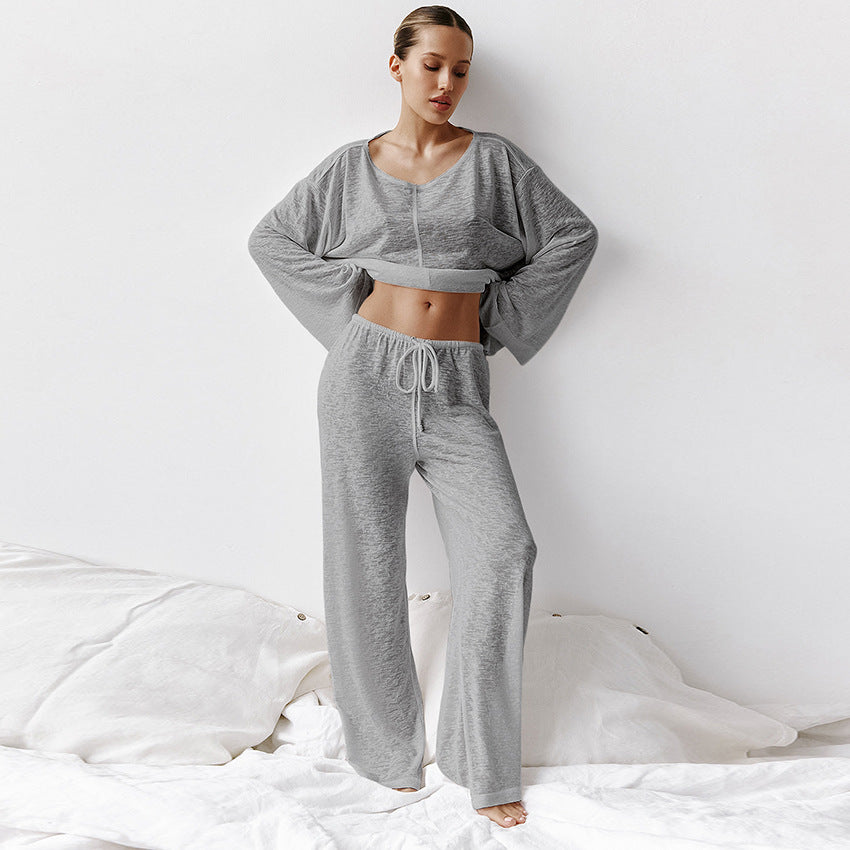 Bequemes, lockeres, zweiteiliges Pyjama-Set für zu Hause