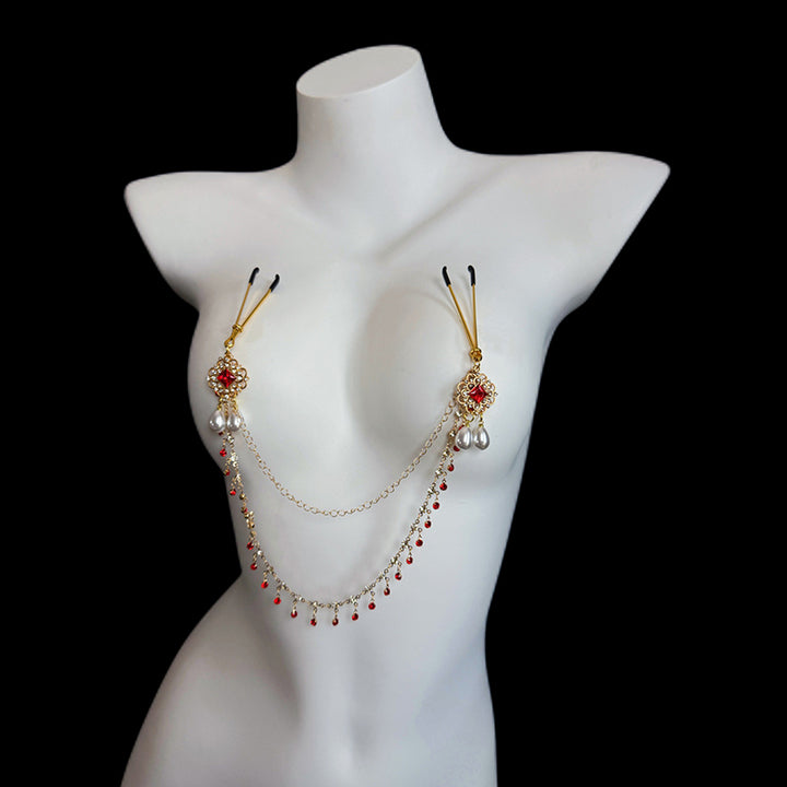 Red Multi-Layer Rhinestone Body Chain/Waist Chain