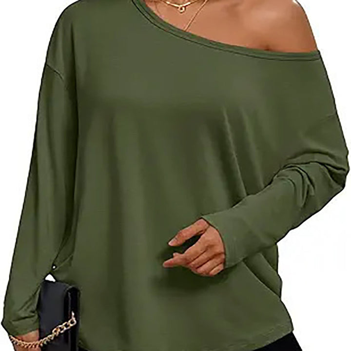 New casual asymmetric-neckline top