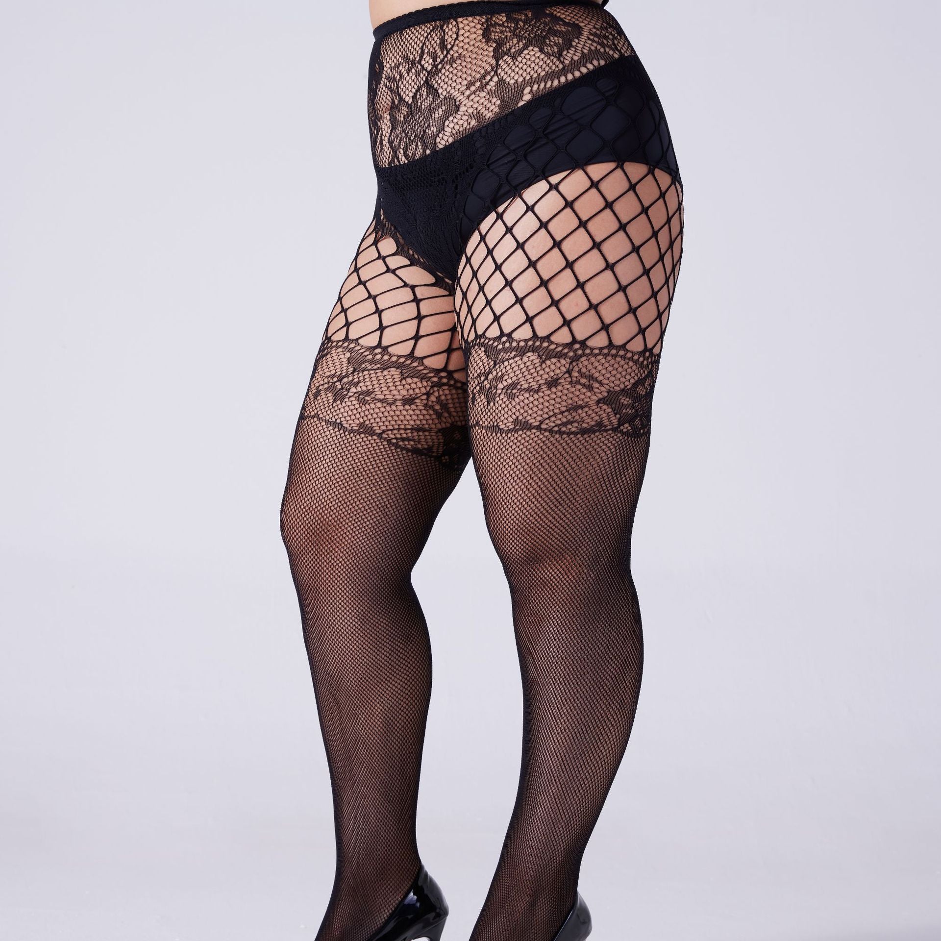 Nightclub hollow black fishnet stockings