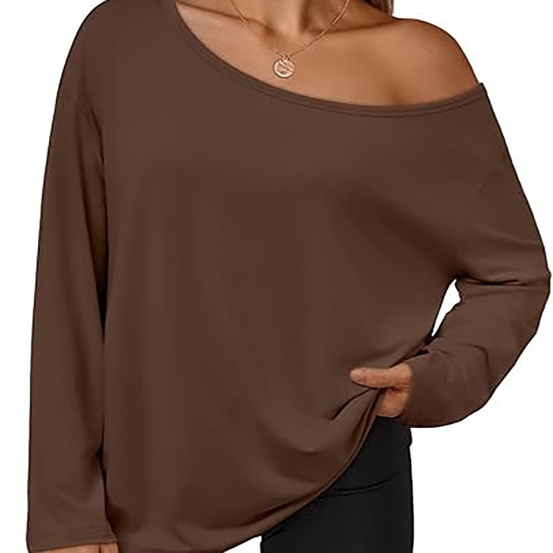 New casual asymmetric-neckline top