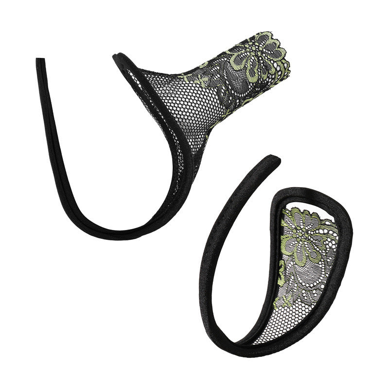 Transparent lace C-string lingerie for couples