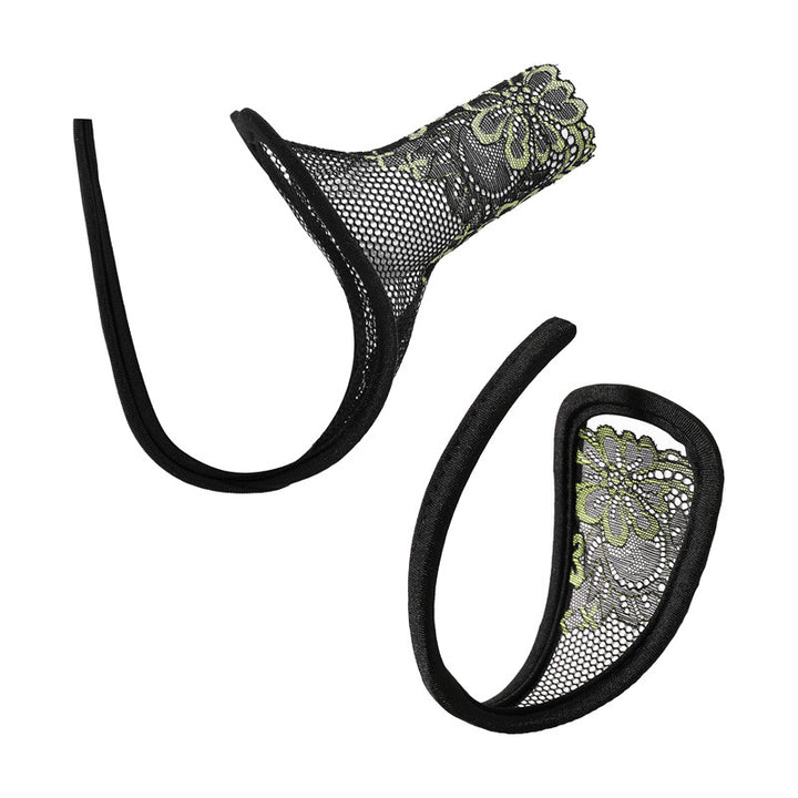 Transparent lace C-string lingerie for couples
