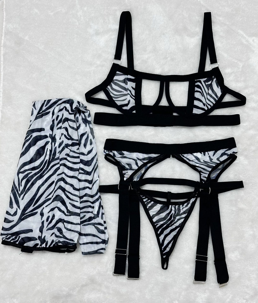 New Wild Leopard Print Lingerie Set + Stockings