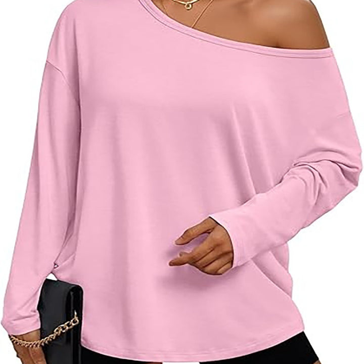 New casual asymmetric-neckline top