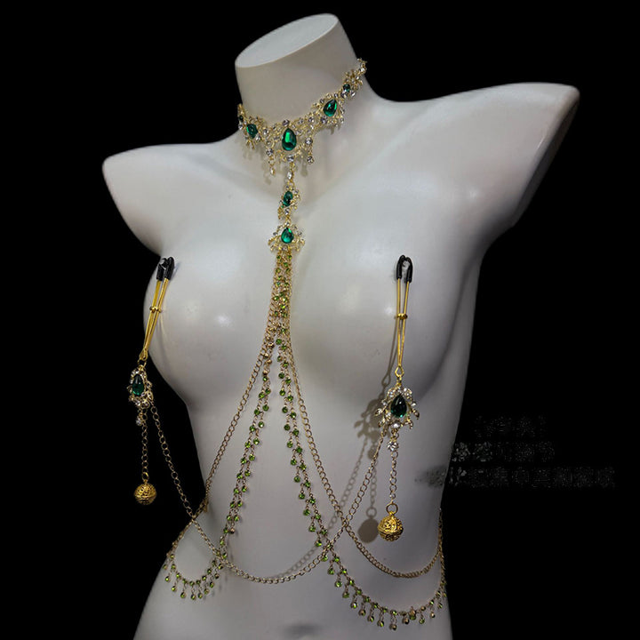 Emerald Rhinestone Body Chain