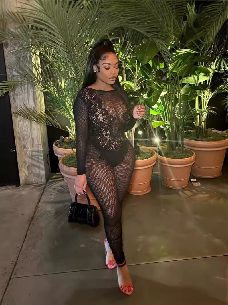 New jacquard, sexy, sheer bodysuit