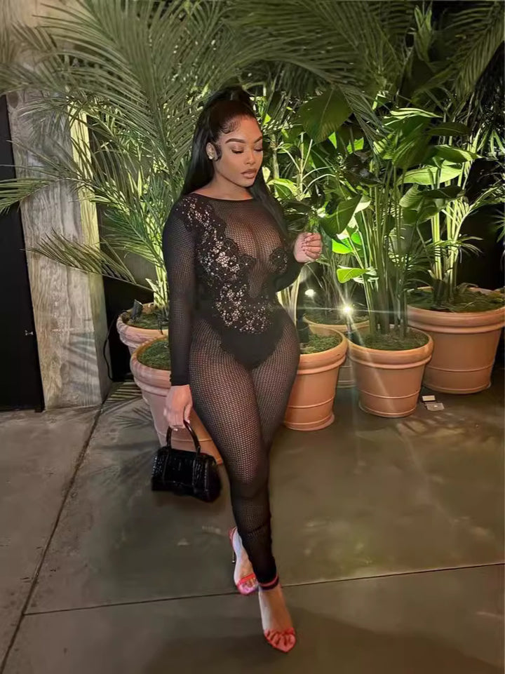 New jacquard, sexy, sheer bodysuit