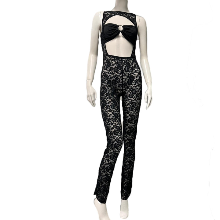 Stylish hollow-out lace jumpsuit two-piece set