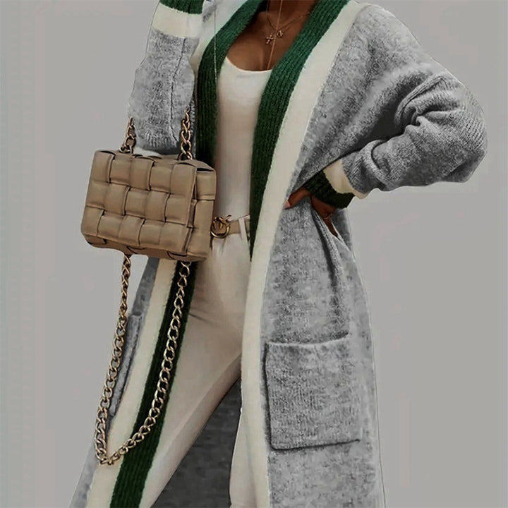 Versatile long hooded knit cardigan for autumn and winter