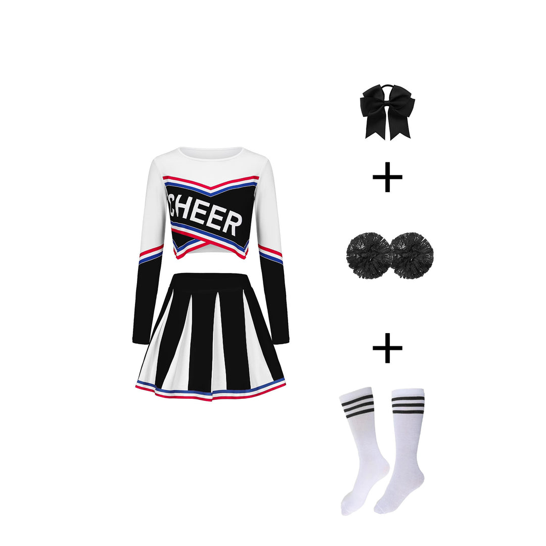 Sexy cheerleading outfit, long-sleeved, includes accessories