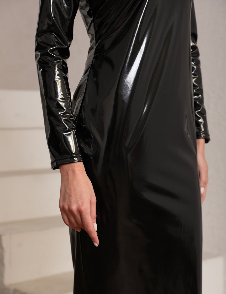 New PU leather mirror-finish dress