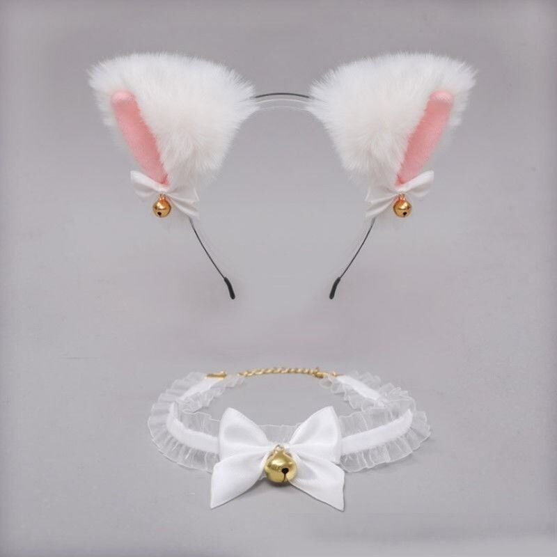Cat ear headband bell collar headdress
