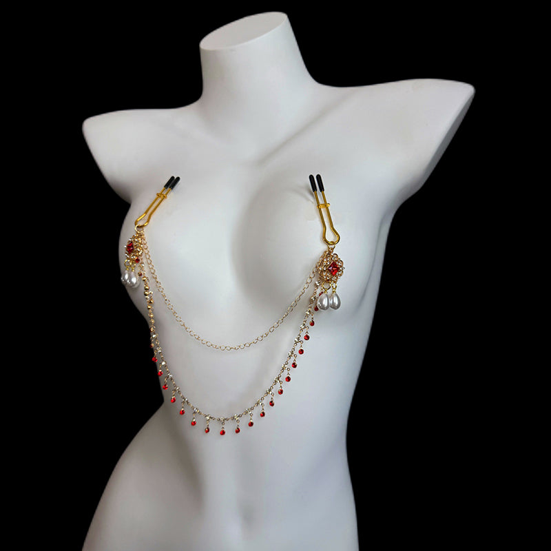 Red Multi-Layer Rhinestone Body Chain/Waist Chain