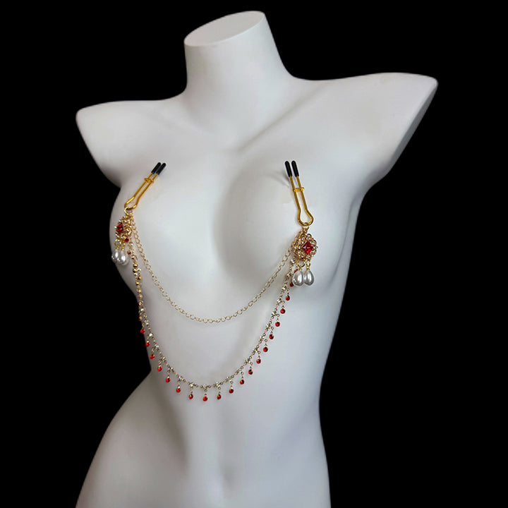Red Multi-Layer Rhinestone Body Chain/Waist Chain