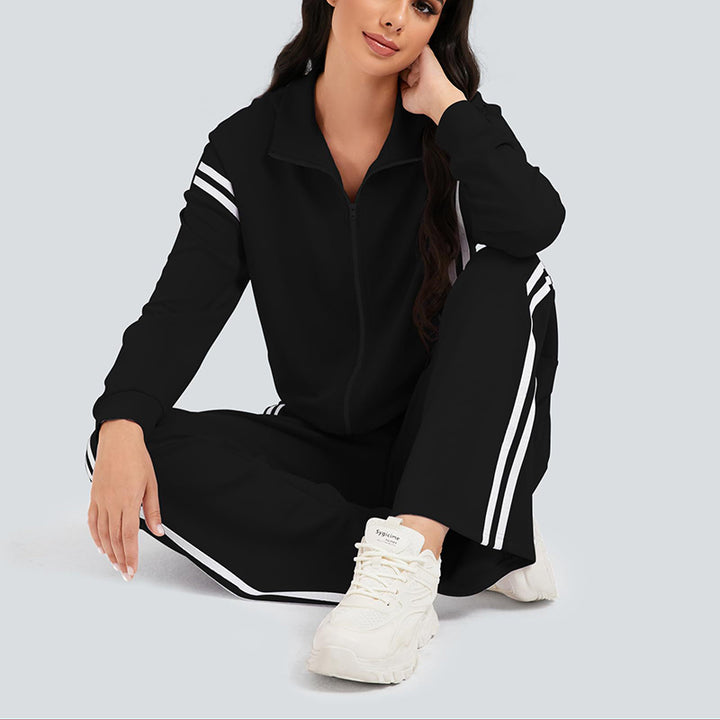 Long-Sleeve Two-Stripe Tracksuit (with Pockets)