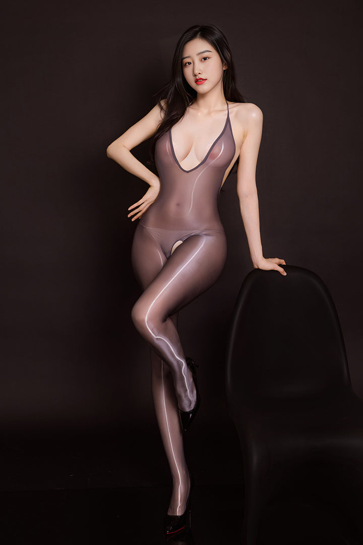 New sexy open crotch suspender bodysuit