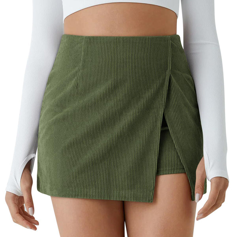 Casual High-Waisted Corduroy Mini Skirt for Autumn