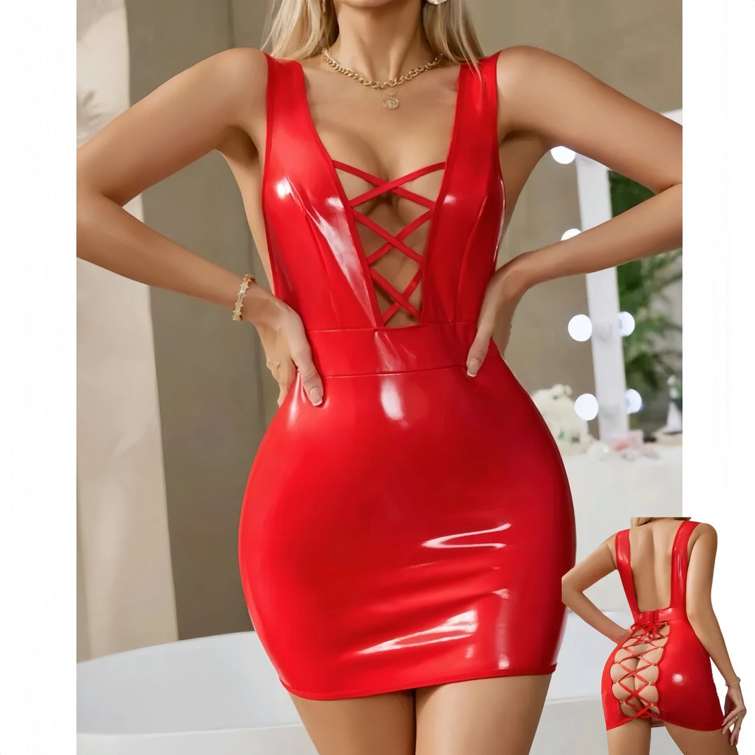Sexy PU slip dress