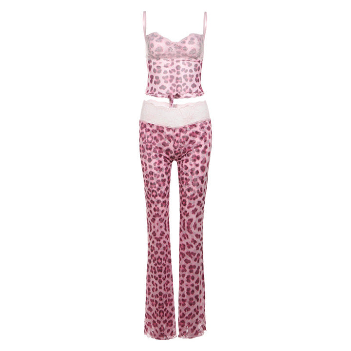 Seductive Two Piece Crop Top Pants Set