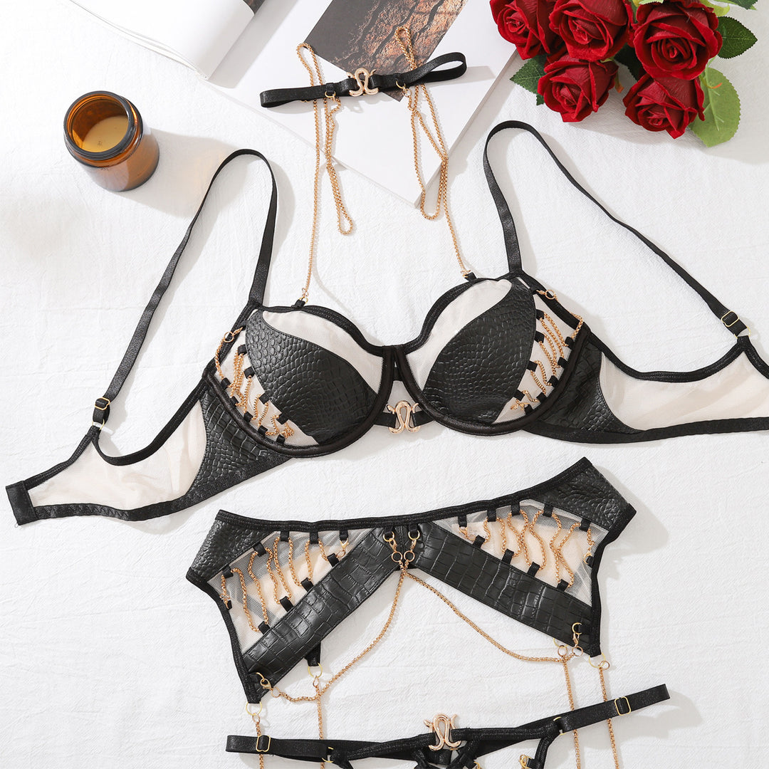 Bestselling metal-accented, sexy lingerie set