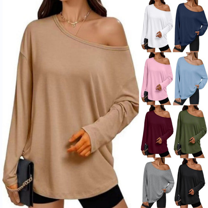 New casual asymmetric-neckline top