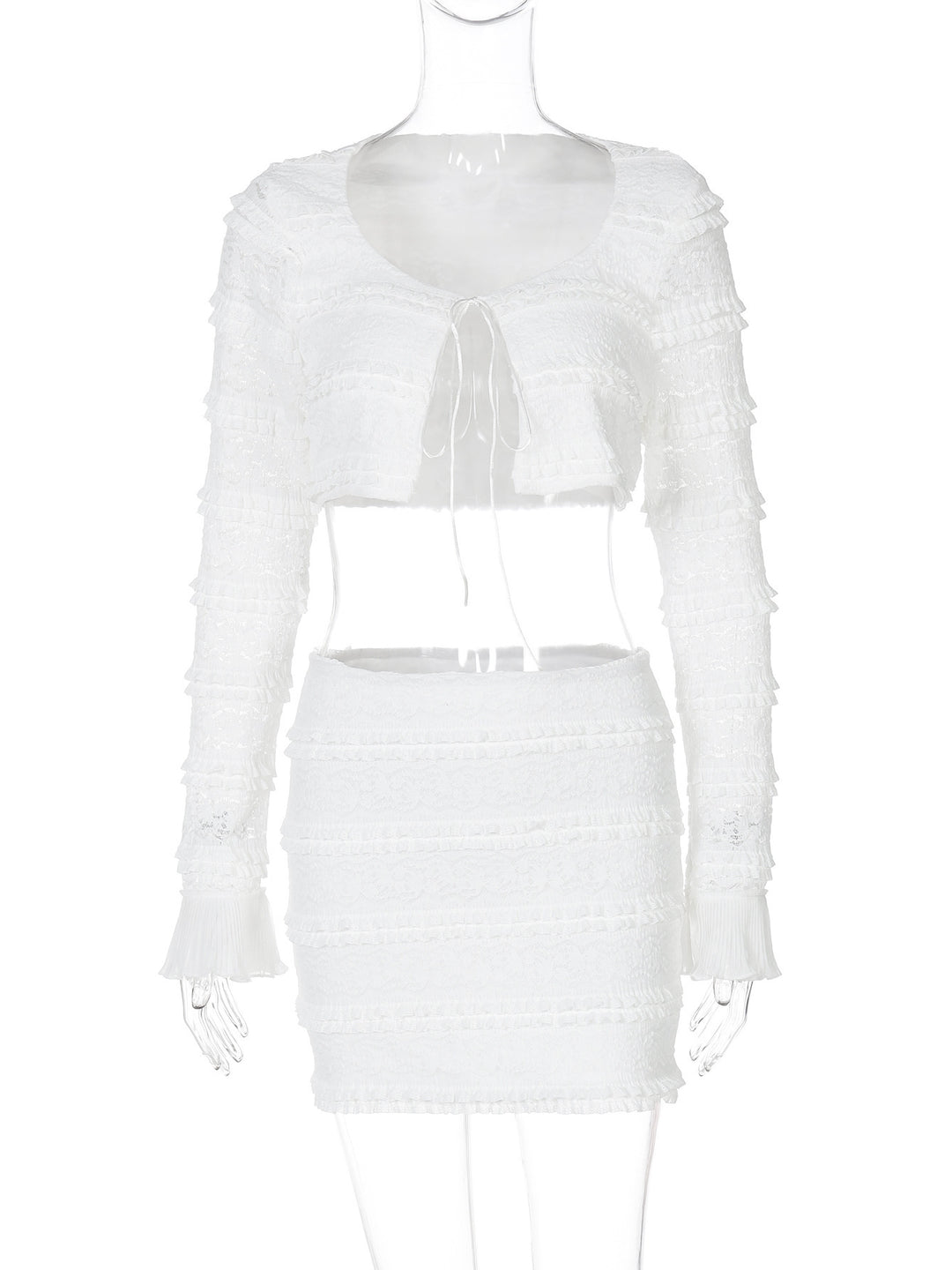 Cardigan and bodycon pleated skirt two-piece set