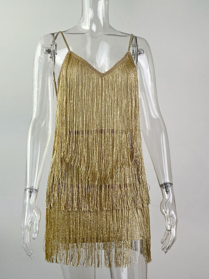 New style evening dress hip skirt suspender tassel dress