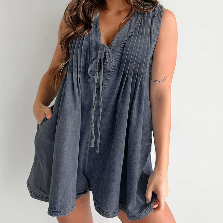 New Summer Sleeveless Denim Playsuit