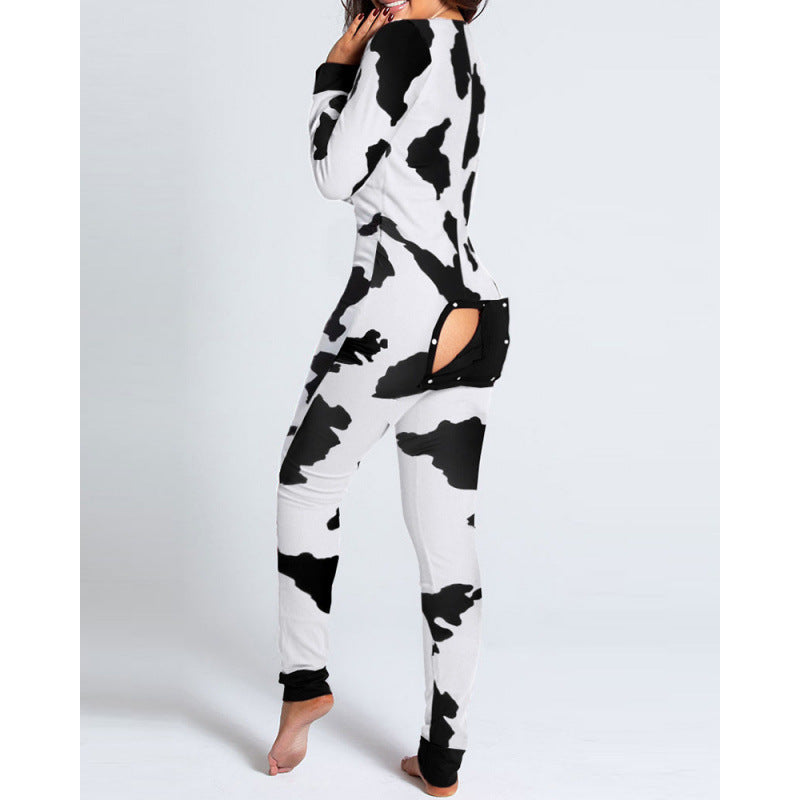 New flip-up printed Christmas long-sleeved pajamas