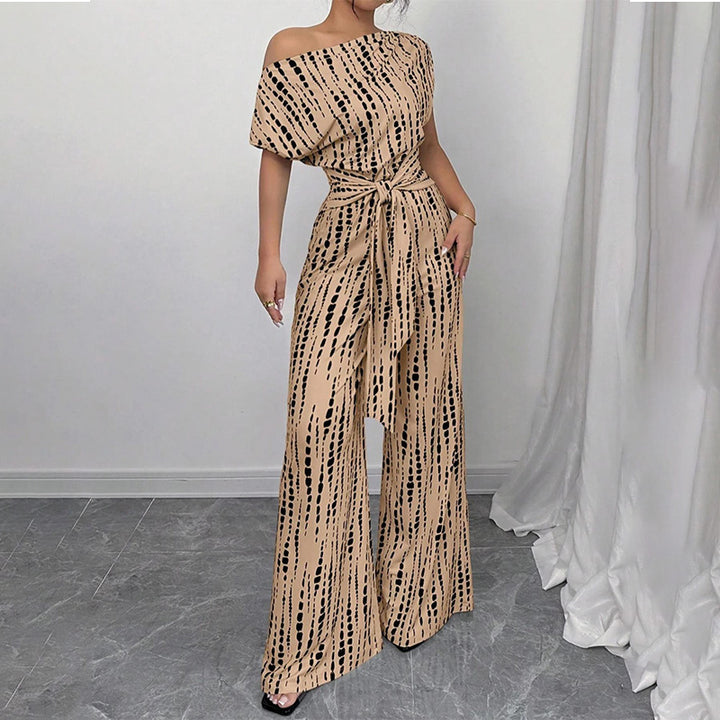 Women’s Asymmetric-Neck Off-Shoulder Cinched-Waist Jumpsuit