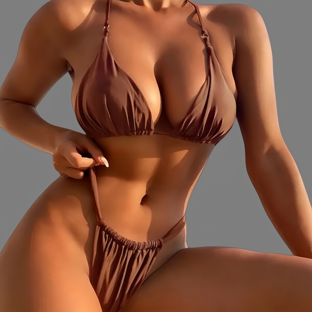 New bikini strap solid color bra