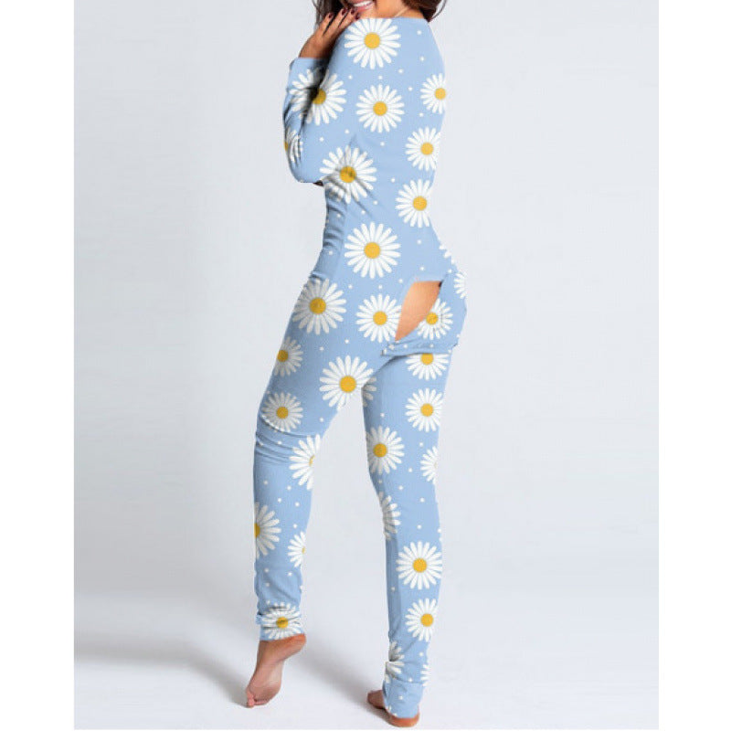 New flip-up printed Christmas long-sleeved pajamas