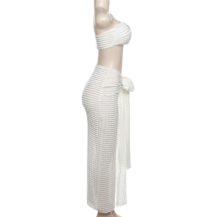 Solid-Color Strapless Slim-Fit Maxi Dress Set