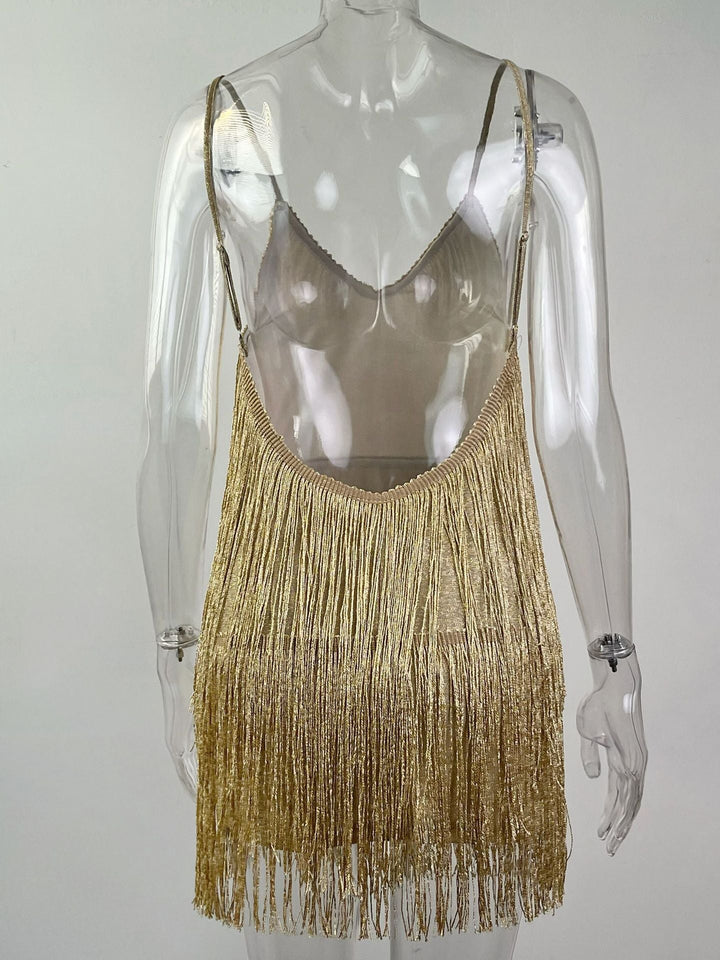 New style evening dress hip skirt suspender tassel dress
