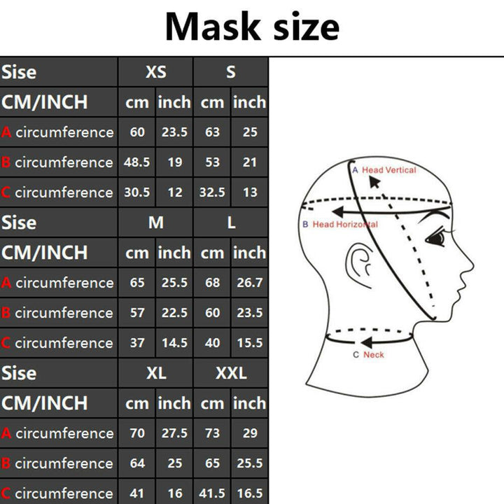 Latex mask with black hood and zipper