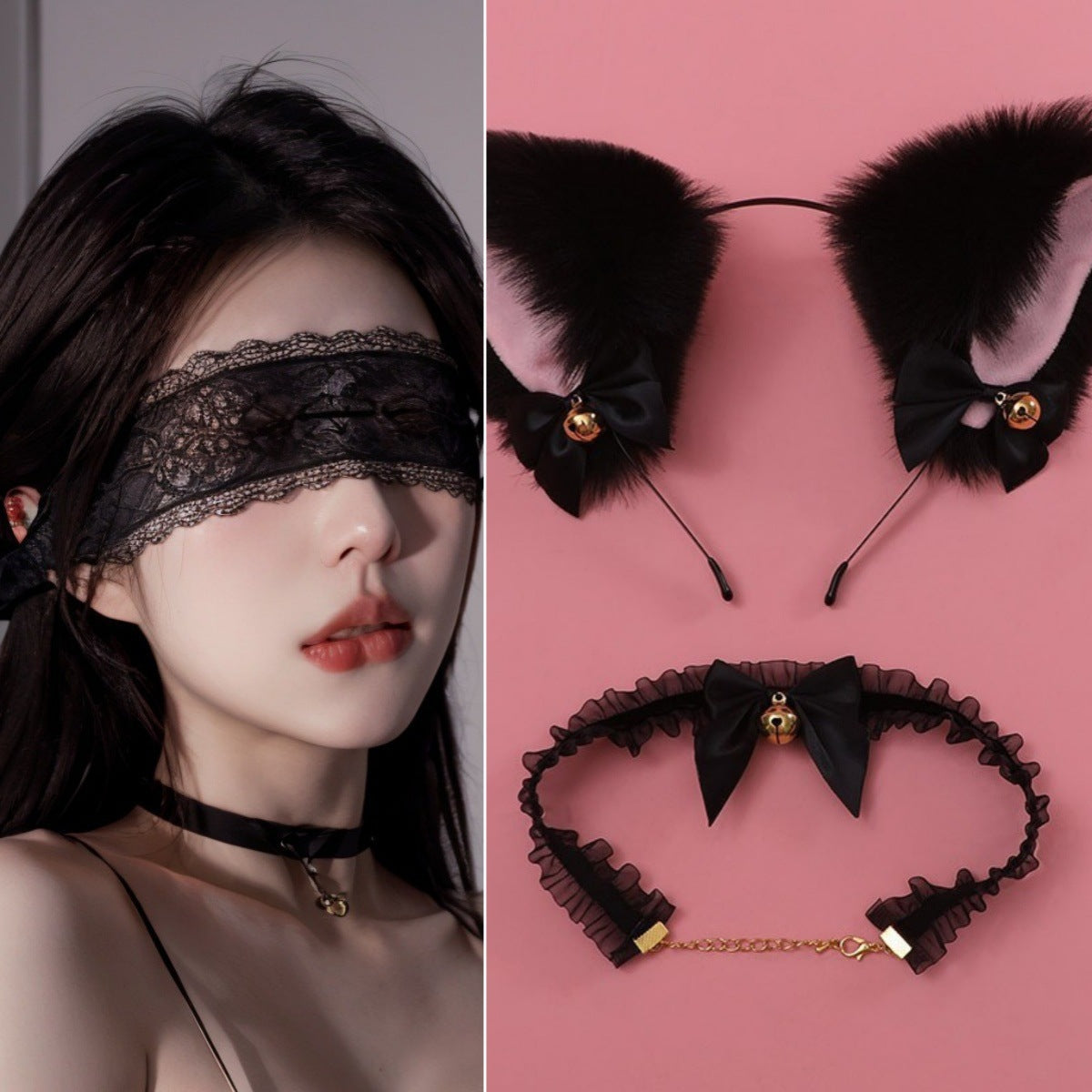 Cat ear headband bell collar headdress